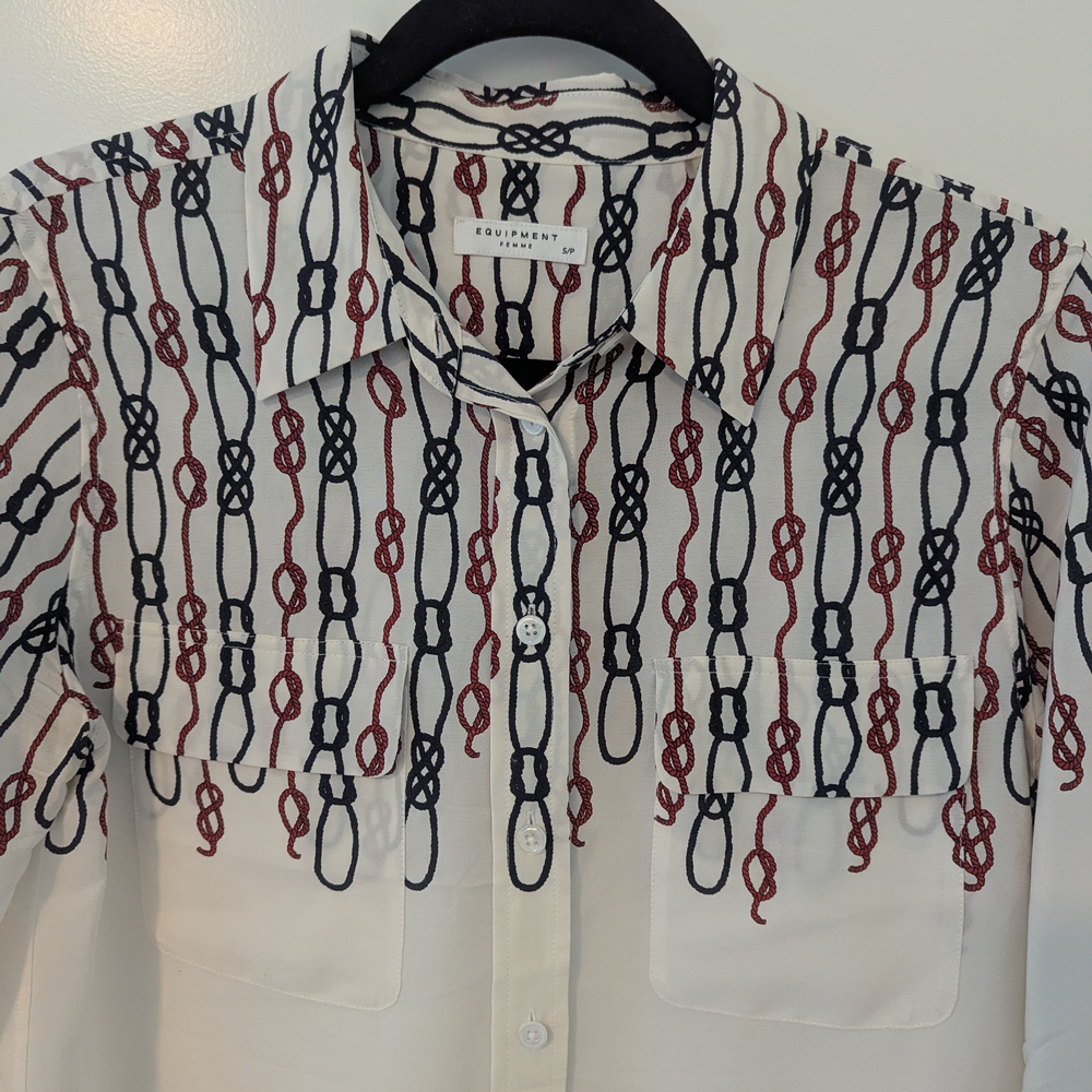 Equipment Men's Chain Print Shirt - Red and Black